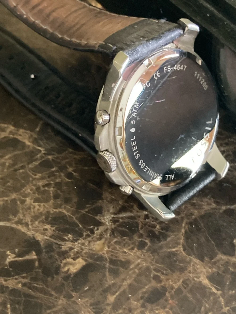Fossil FS-4647 Chronograph Men's Watch Stainless Steel Cream Dial Leather Strap